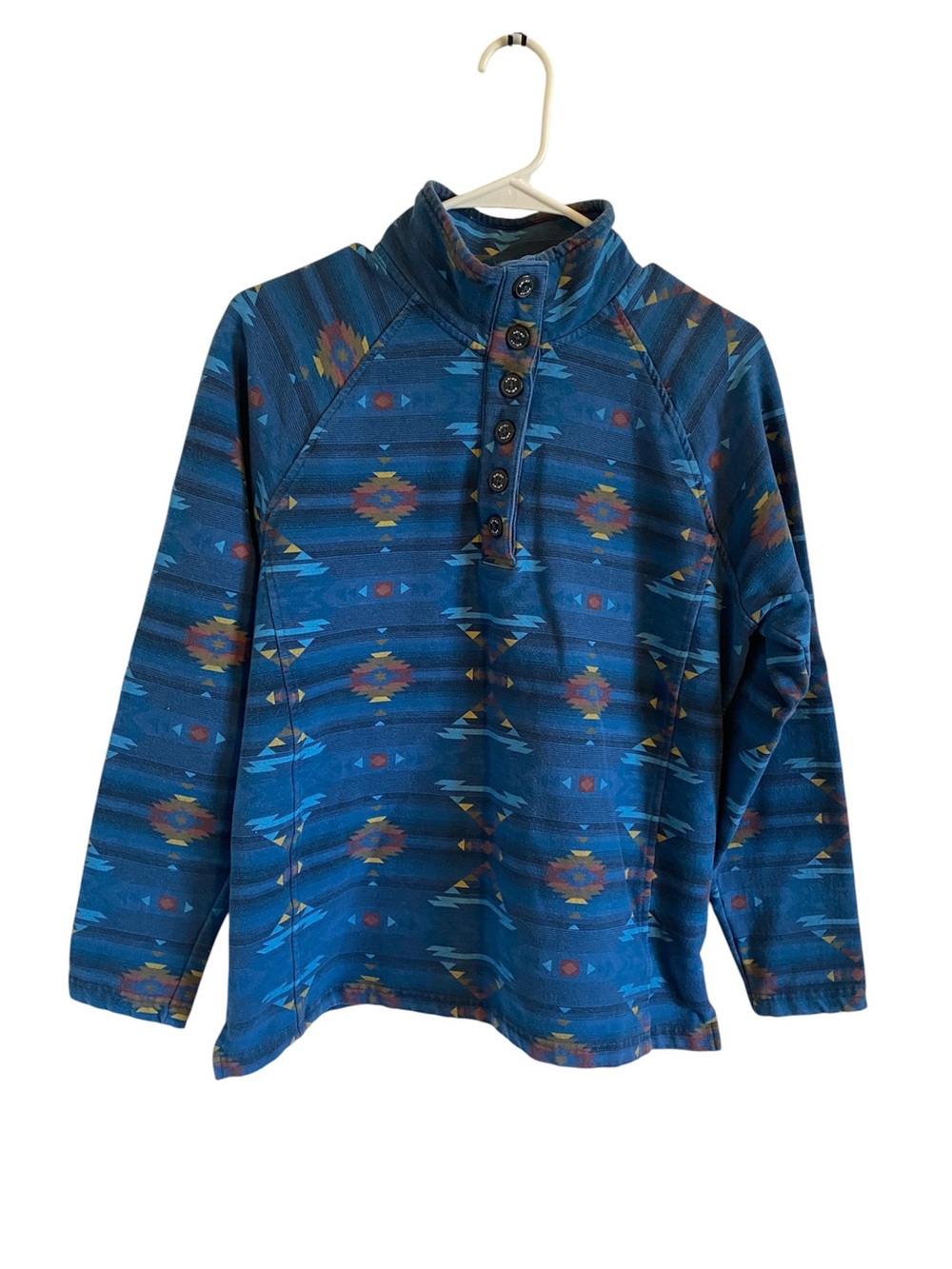 Ariat Women’s Blue Aztec Southwestern Quarter Button-Up Pullover